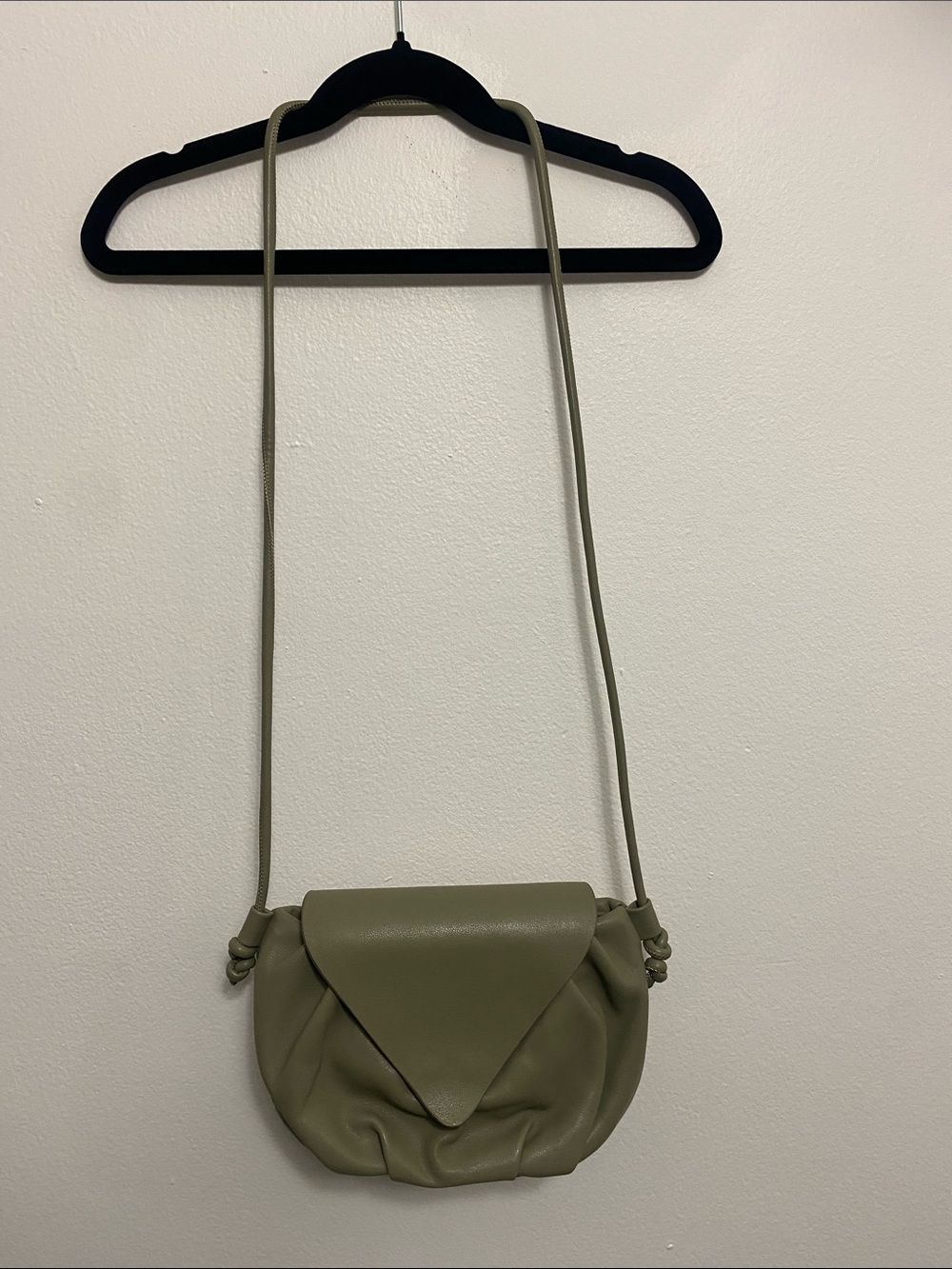 Mango Olive Green Fold-Over Flap Crossbody Bag
